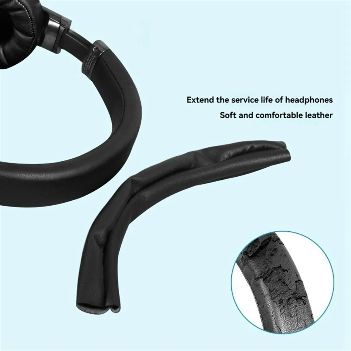 (أعلى بيع) استبدال شعاع إصلاح أغطية جلدية ل MDR-1A 1ABT 1R 1RBT سماعة حلقة يغطي حماة عقال أسود #1