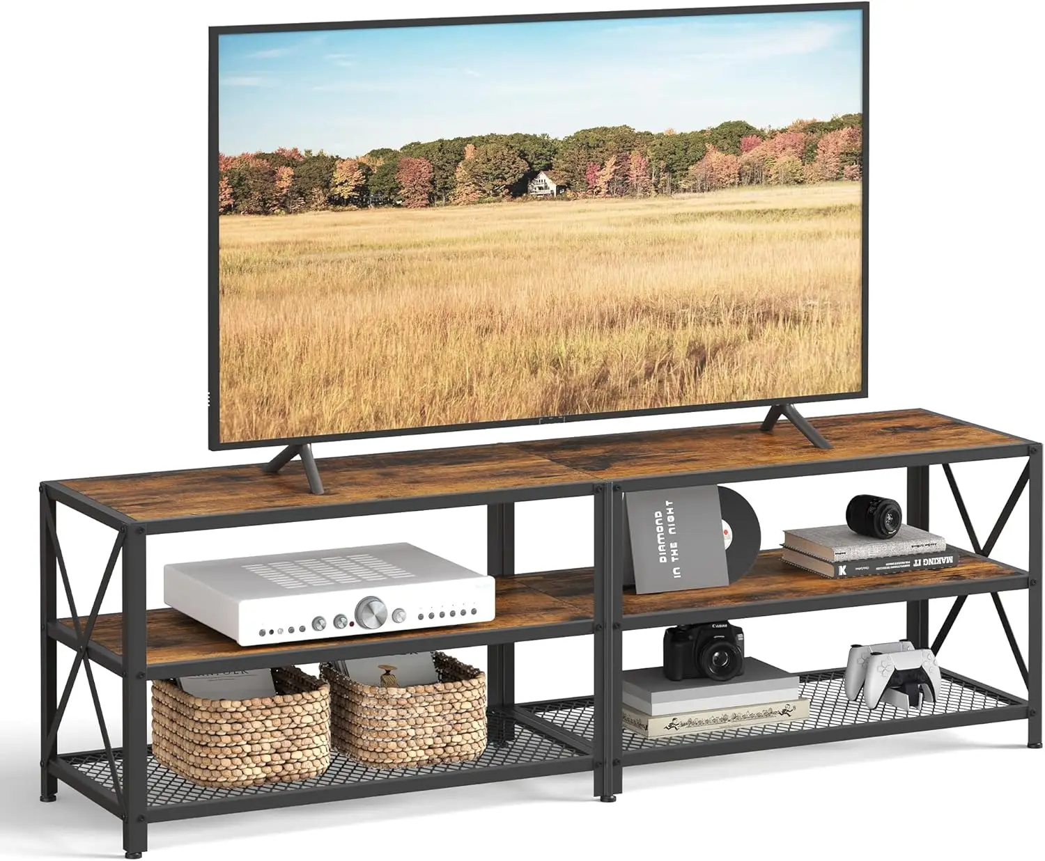 TV Stand,  Console for TVs Up to 70 Inches,  Table, 63 Inches Width,  Cabinet with Storage Shelves