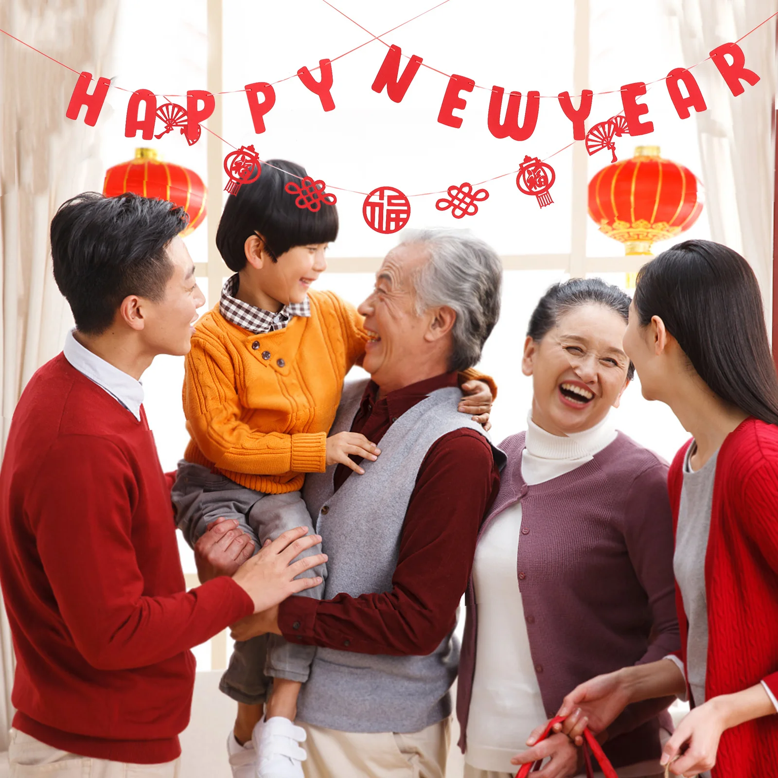 1 مجموعة السنة الجديدة راية خلفية النسيج معلقة راية السنة الجديدة زينة لوازم الحفلات احتفالية ديكور المنزل 2024 الاحتفال #6