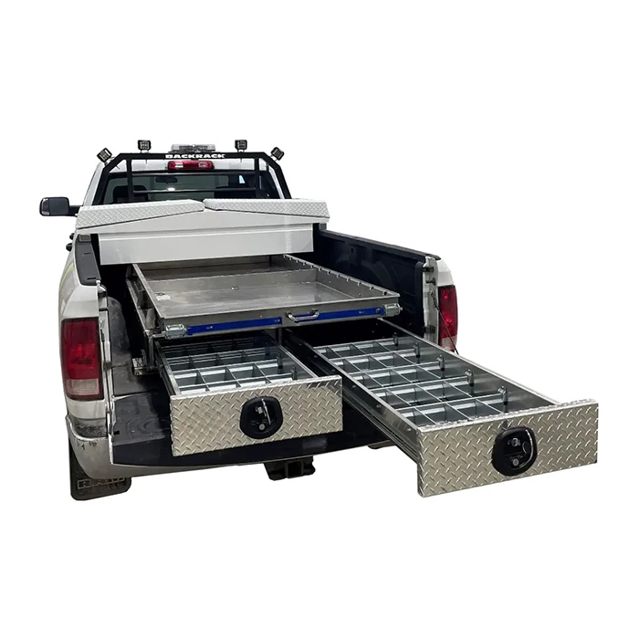 

CUSTOM Aluminum Pickup Truck Bed Drawer System Heavy Sliding Tool Storage Drawers for Pickup Trucks