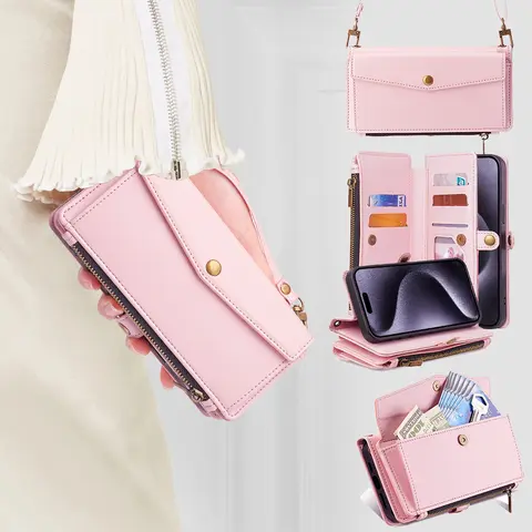 Belt Crossbody Case For Huawei P8 P9 P10 P40 Lite 4G 5G E P50 P60 Pro Plus 2017 2019 P20 P30 Lite 2020 P50E Wallet Cover