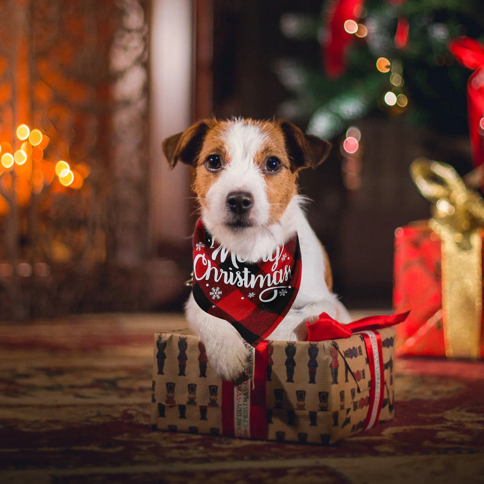 

2Pcs Dog Christmas Scarves Plaid Pets Scarves Comfortable Durable Festive Wear Xmas Pet Supplies Pet Supplies Dog Triangle Bibs