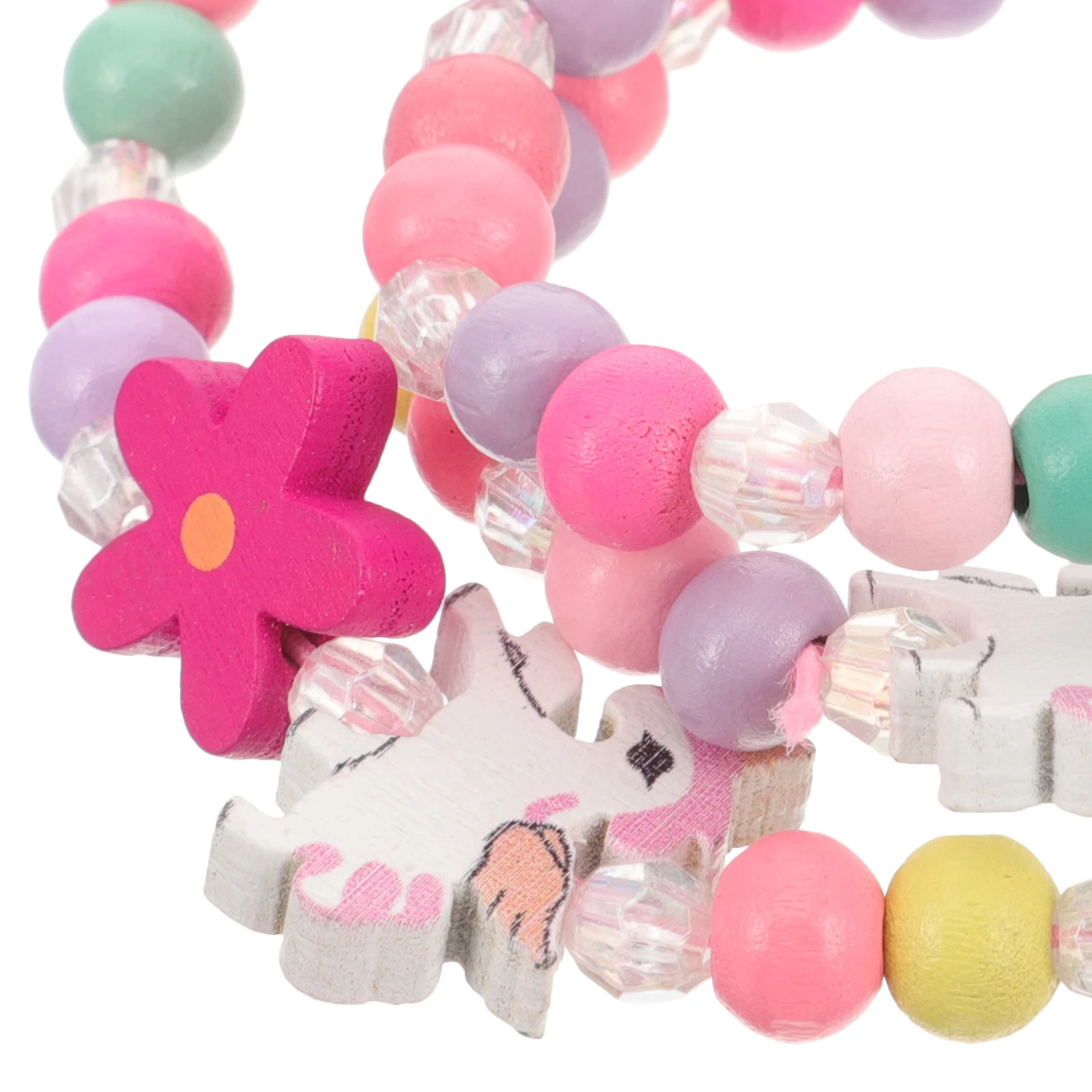 

Colorful Beaded Necklace Kids Party Jewelry Birthday Bracelets Costume Toddler Children Wooden Unicorn Multi Colored Beads