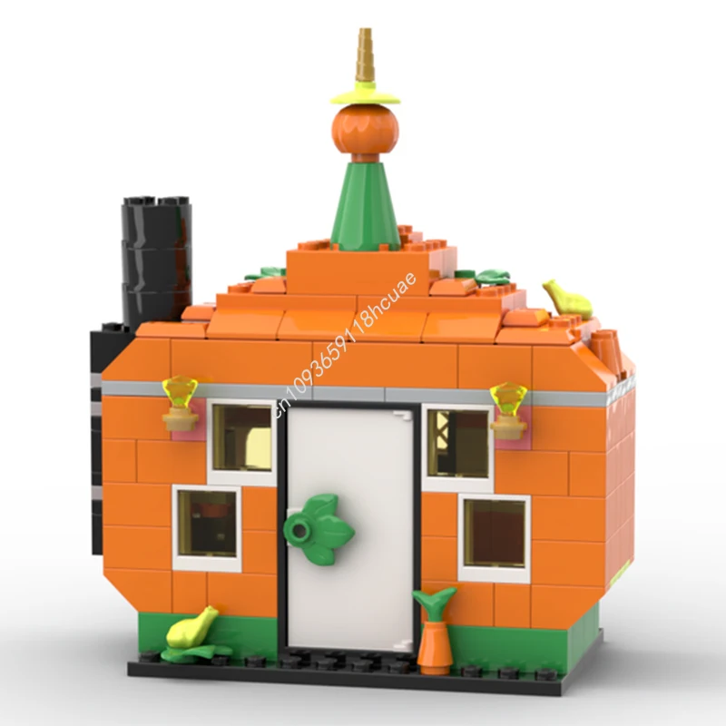 197 قطعة MOC نموذج منزل اليقطين اللبنات الطوب الحرفية اللعب الإبداعية وحدات عيد ميلاد التعليم تجميع هدايا عيد الميلاد