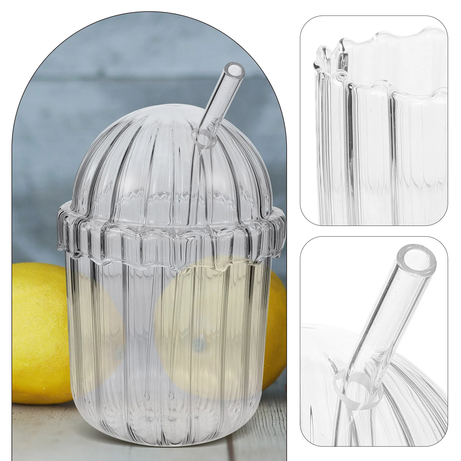 

Glass Straw Cup High Borosilicate Large Capacity Glass Drinking Mug Reusable Beverage Container Clear Tumbler for Juice Milk