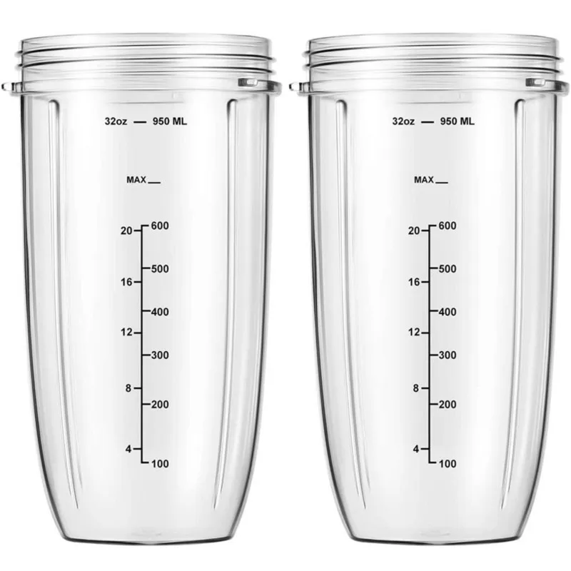 

A83G-Replacement Juicer 32Oz Cups 2-Pack With Flip-Top Lids& Gaskets For Nutri 600W/900W Series