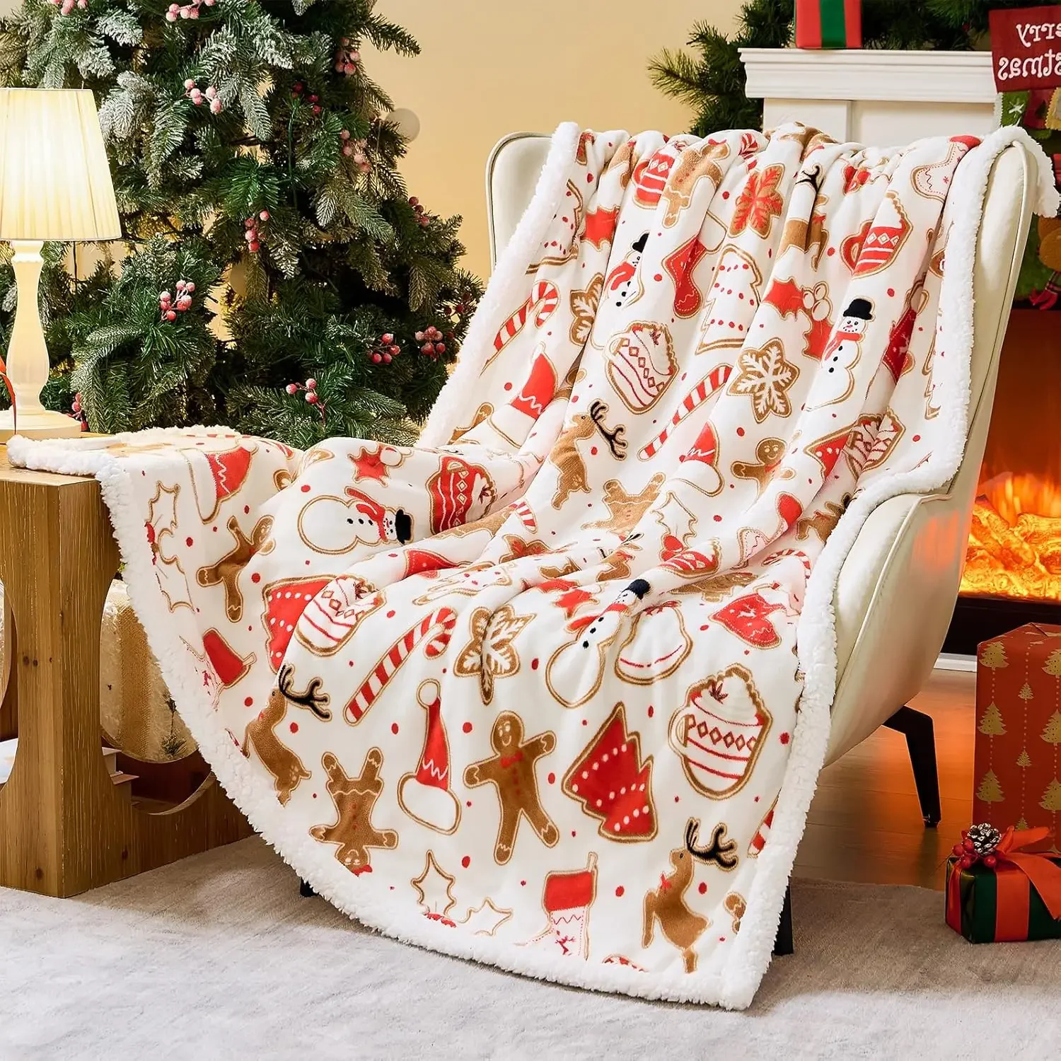 Weihnachts-Überwurfdecke, Weihnachtsdekoration, Geschenke, Damen, Sherpa-Flanelldecke, Weihnachtsüberwürfe für Couch, Sofa, Bett, Weihnachten