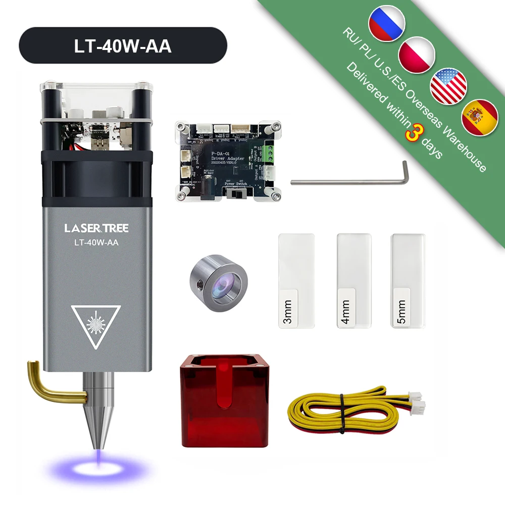 LASER TREE 5W 10W Lasermodul mit Air Assist Lasergravurkopf 450nm Blaulicht-Laserkopf für CNC-Laserschneidwerkzeuge