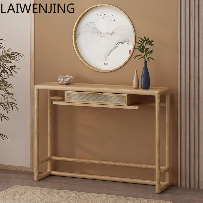 

MJY solid wood entrance table shelf entrance platform new Chinese style wall narrow side table