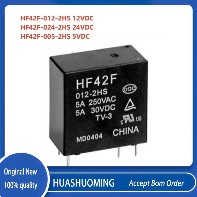 

10 шт./лот, новый JZC-42F HF42F HF42F-005-2HS HF42F-012-2HS HF42F-024-2HS 6 контактов 5A 5 12 24 В постоянного тока