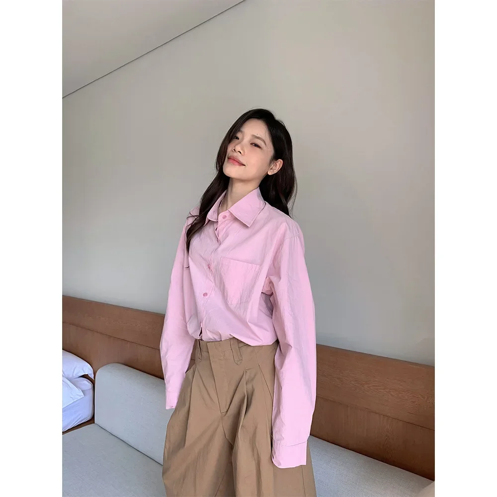 

Новая женская универсальная рубашка-топ свободного кроя с длинным рукавом для весны 2025 года