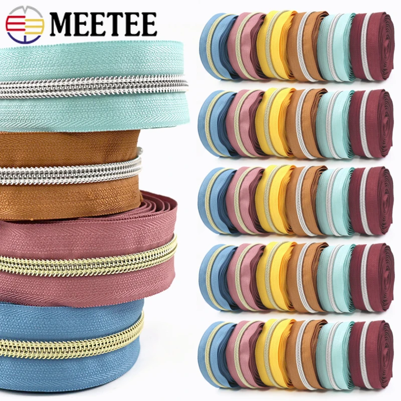 

2-10M Meetee 5# Nylon Zippers By Meters for Sewing Clothes Closure Zipper Repair Kit Replacement Zip DIY Luggage Bag Accessories