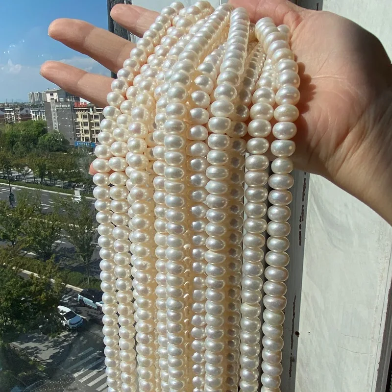 Natural Pearls 17 "10-11mm Thick Flat Bead Manufacturers Wholesale Handmade DIY Necklace Bracelets Finished Necklace