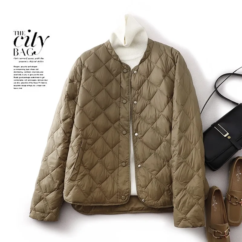 2025 inverno nova moda solta diamante grade braçadeira algodão gola até jaqueta de algodão quente das mulheres manga longa jaqueta de algodão