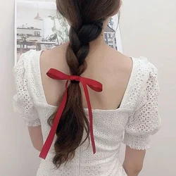 Lystrfac Solid Color Ribbon Bow Scrunchies for Women Girls Elastic Hair Band Hair Accessories Hair Rope Simple Headwear