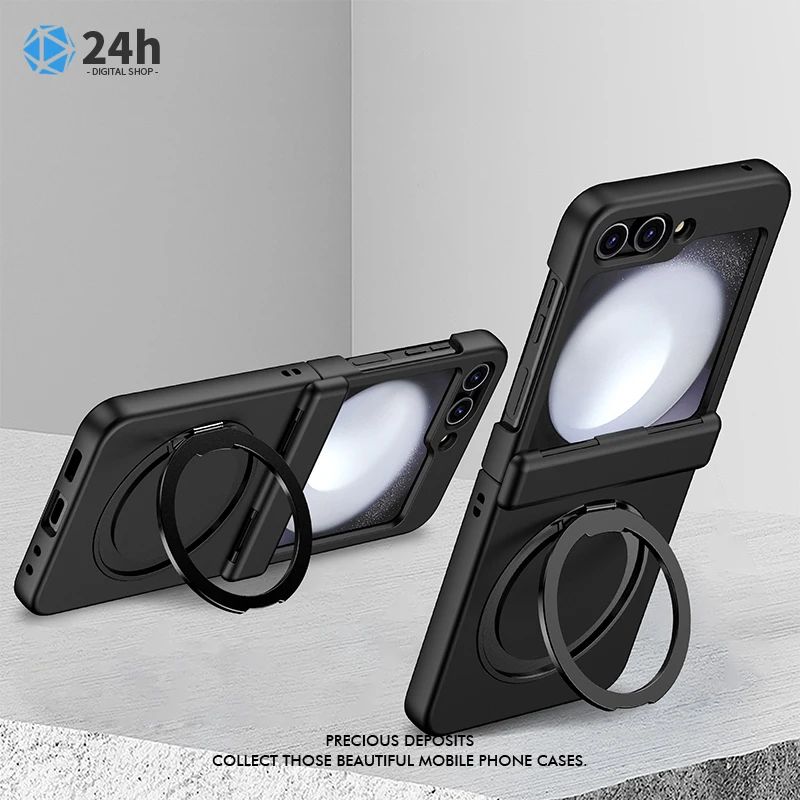 

For Samsung Galaxy Z Flip5 Rotating 360° Holder Phone case Magsafe Wireless charge 360 Degree Ring Magnetic stand Phone Covers