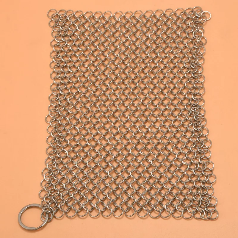 Cast Iron Cleaner -Premium 316 Stainless Steel Chainmail Scrubber , 8X6 Inch