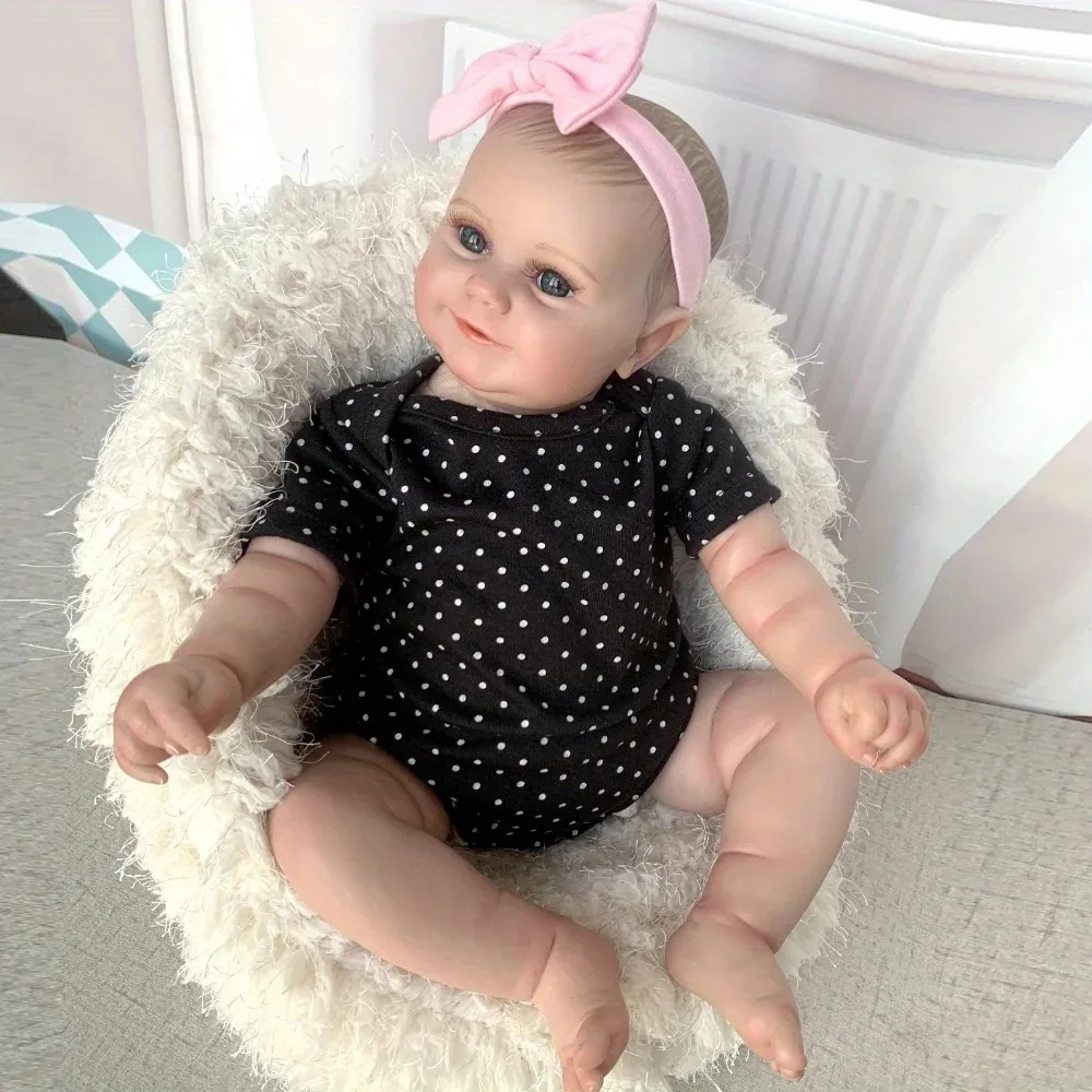 

Already Finished Reborn Baby Doll Maddie Smile Girl Handmade 3D Skin Visible Veins Art Collection Doll Toy Figure Gift