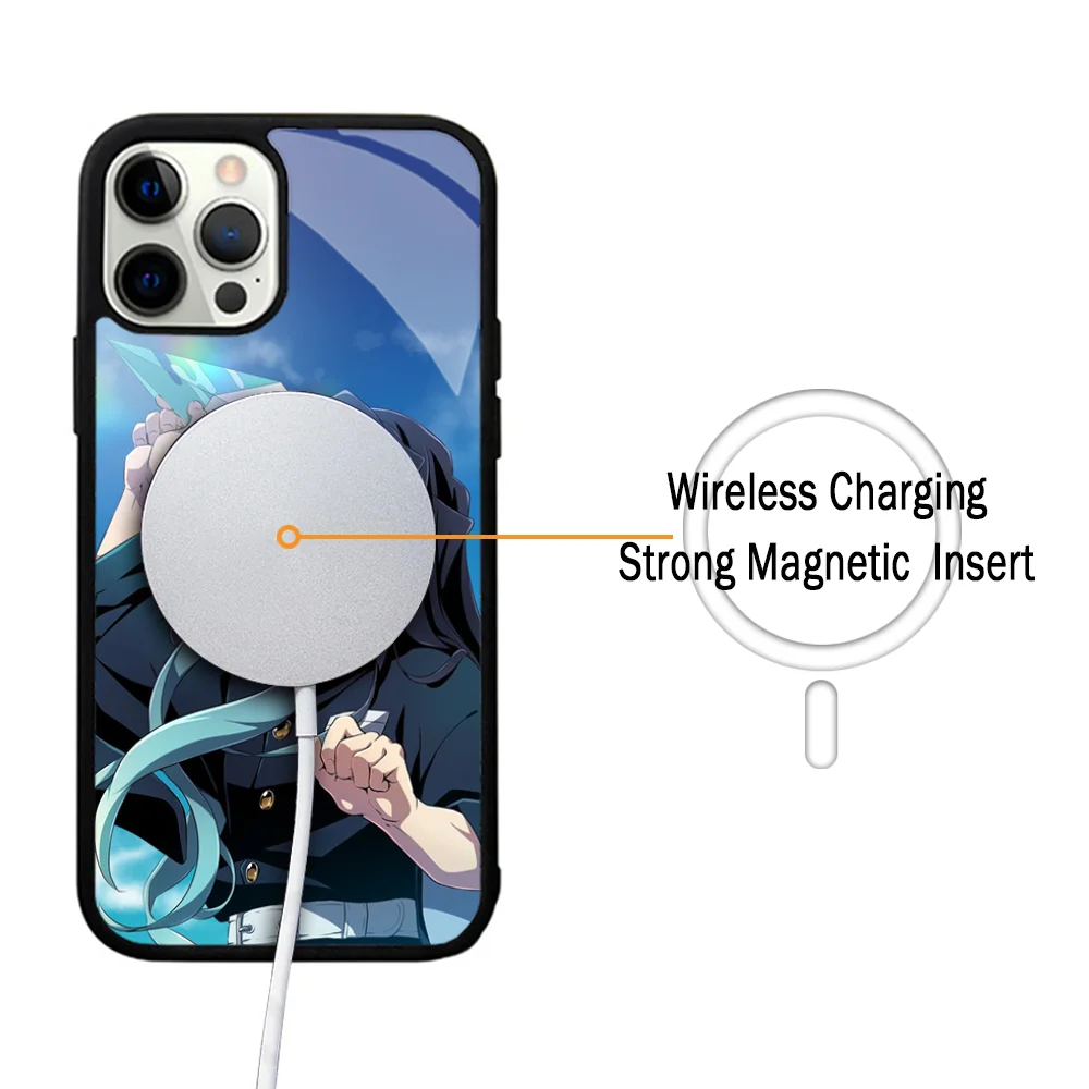 Anime Muichiro Tokito Phone Case For IPhone 11 12 13 14 15 Plus Pro Max Mirror Acrylic Cover For Magsafe Wireless Charging