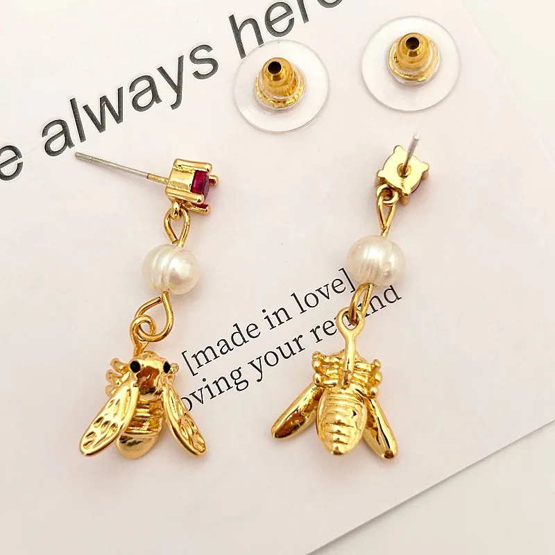 أقراط متدلية على شكل نحلة، أقراط طويلة لطيفة للنساء، تصميم عصري فاخر ورائع #3