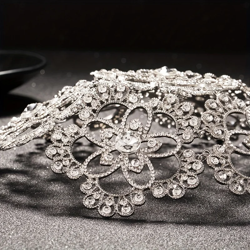 Tengda Bride Headwear Korean Rhinestone Glass Formal Hat Marry Flower Formal Hat Glass Wedding Dress Bride Hair Decorate