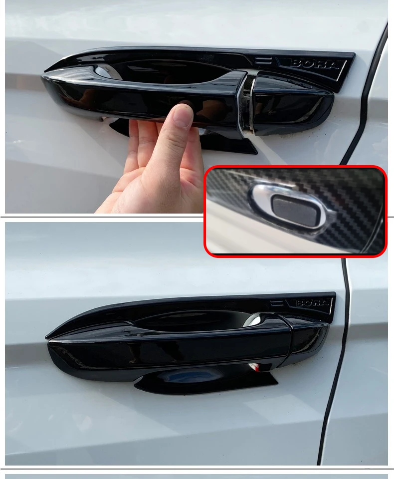 Fit for Ford Explorer U502 2011~2018 Classic Gloss Black Smart Door Handle Cover Stickers Trim Car Decorate Exterior Accessories