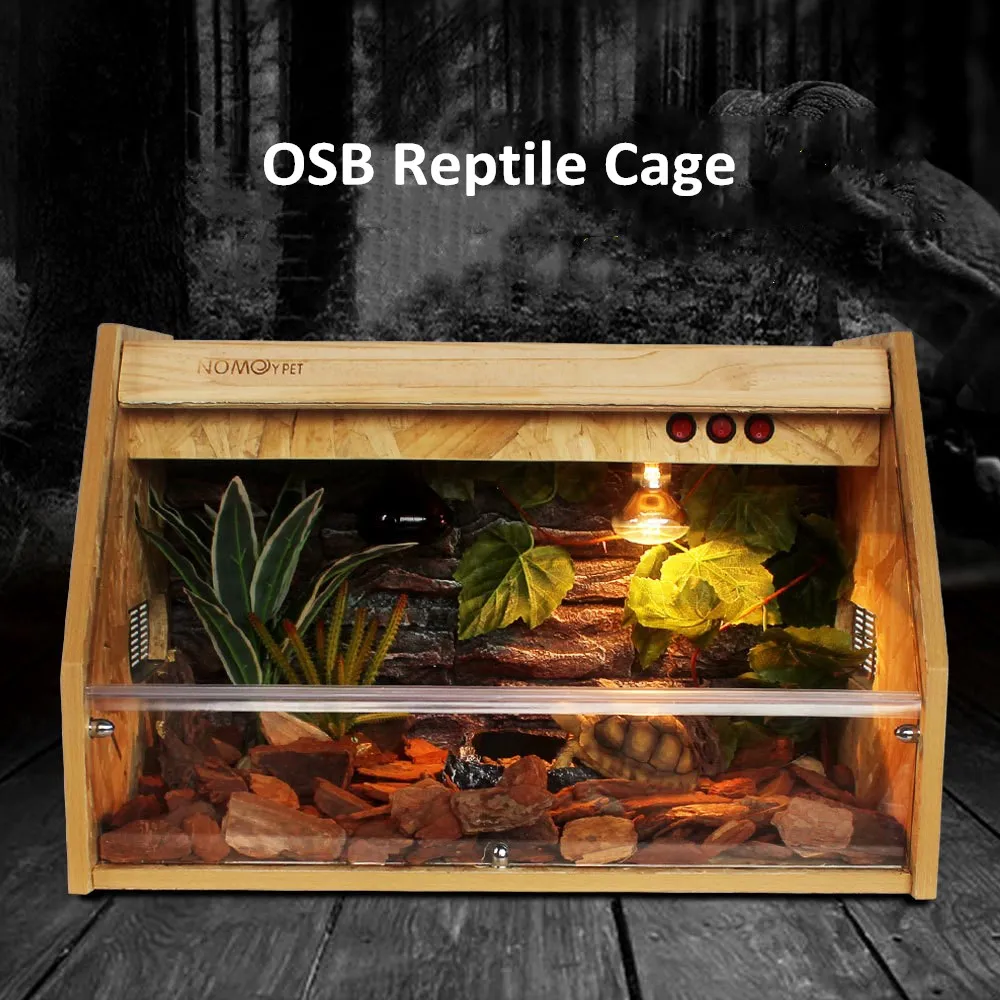 OSB Reptile Habitat Lounge Indoor Wooden House Reptile Enclosure Cage for Small Animals