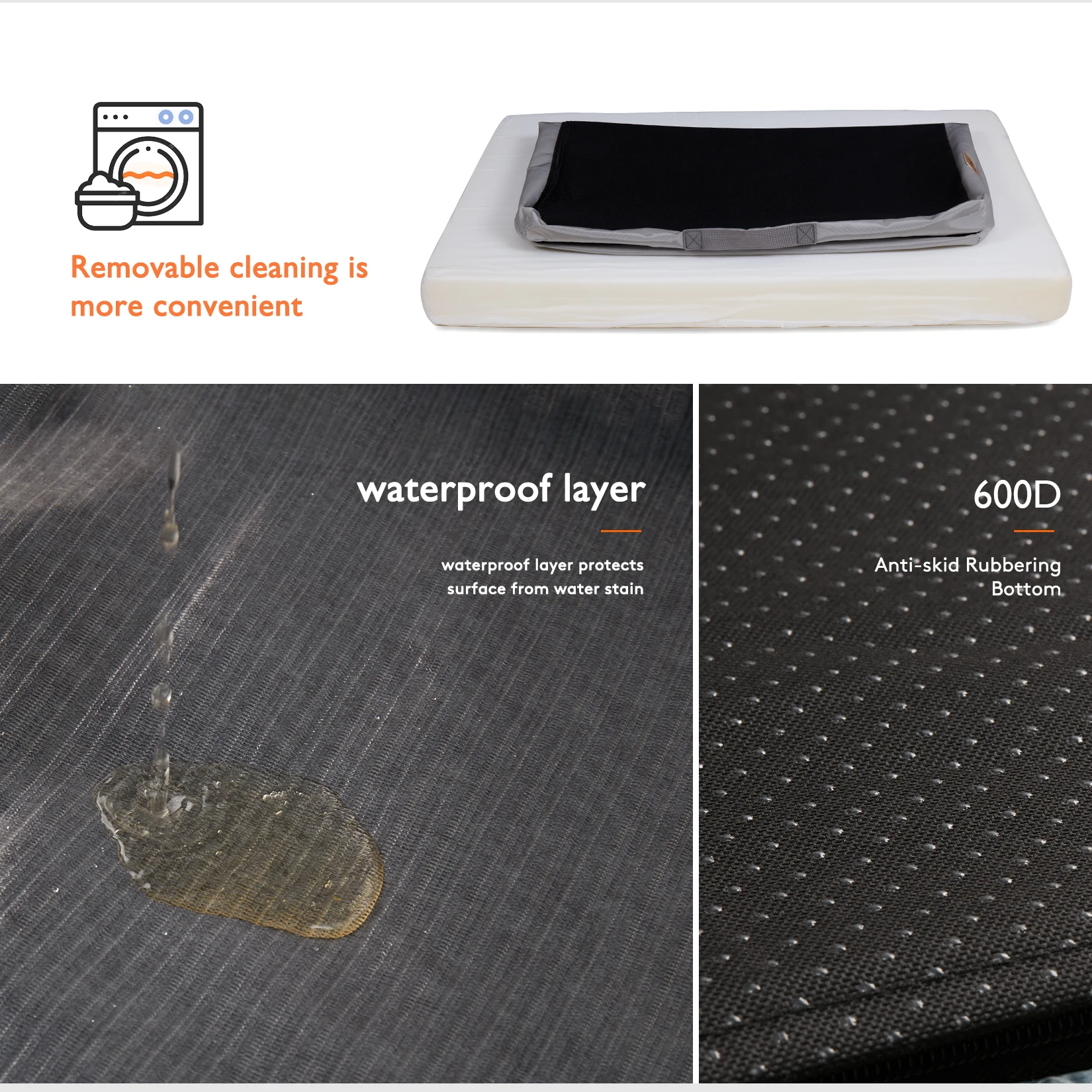 Waterproof Dog Bed Large Foam Pet Lounge With Washable And Removable Cover for Small Medium And Large Dogs 6