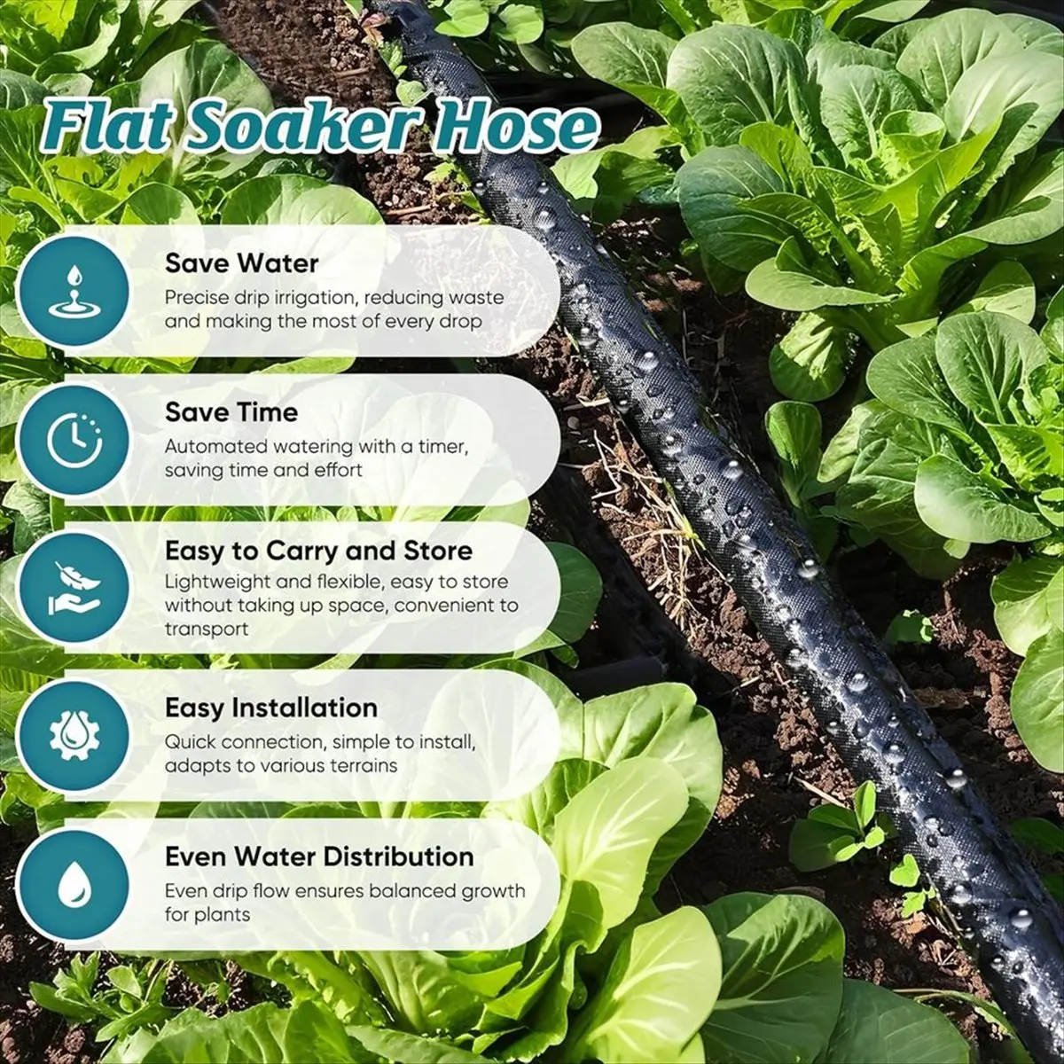 Fits for 2 PCS Garden Hose for Drip Irrigation System,Soaker Hose 100ft (50ftx2), Drip Hose for Garden Save 80% Water,Leakproof