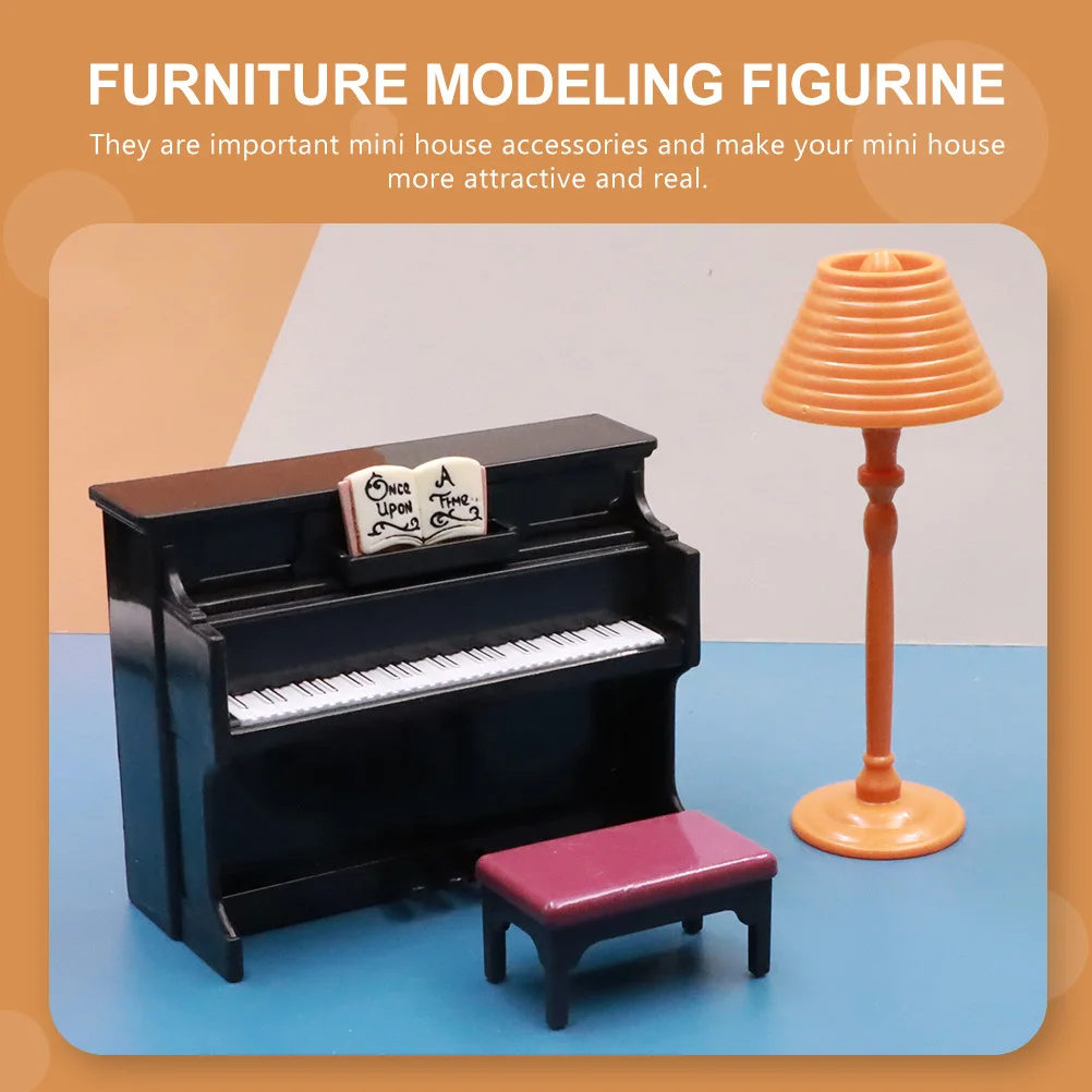 

1Set Mini Sofa Piano Wood Furniture for Dollhouse Decor Kids Pretend Play Set Lightweight Realistic Design Small House