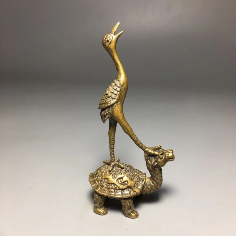 

Brass (Take the Lead)Turtle and Crane Longevity Home Office Desk Decoration Ornament Wealth and Longevity Small Collectible