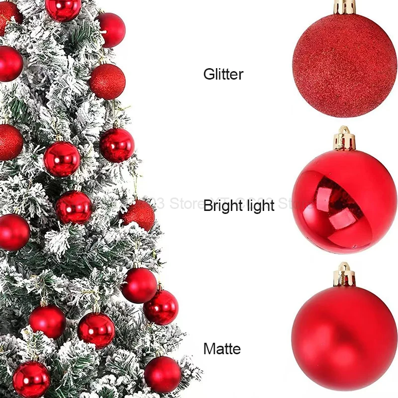 24pcs 3/4/6/8cm Christmas Tree Balls Colorful Glitter/bright/matte Ball Decorations Christmas Tree Ornaments Set for Home Party