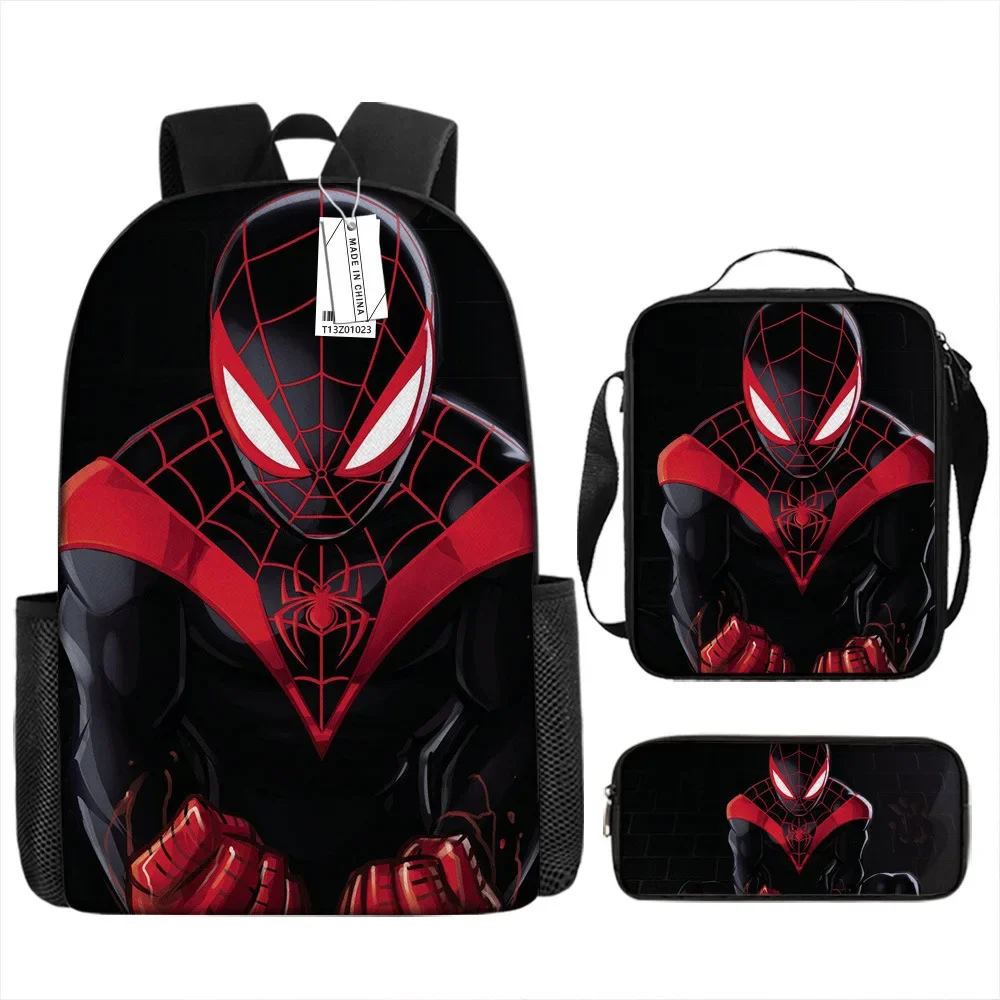 Miniso disney marvel super-herói homem aranha mochila colorida com saco de almoço mochila escolar casual para meninos estudante 3 peças conjuntos