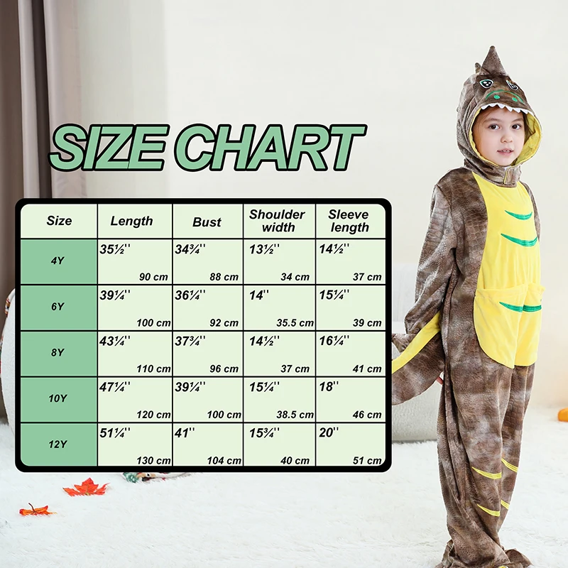 بدلة تنكري رائعة للهالوين من ميشلي تي ريكس ملابس ديناصور بقلنسوة ناعمة مرقطة للأطفال والبنات والأولاد والحفلات المدرسية #3