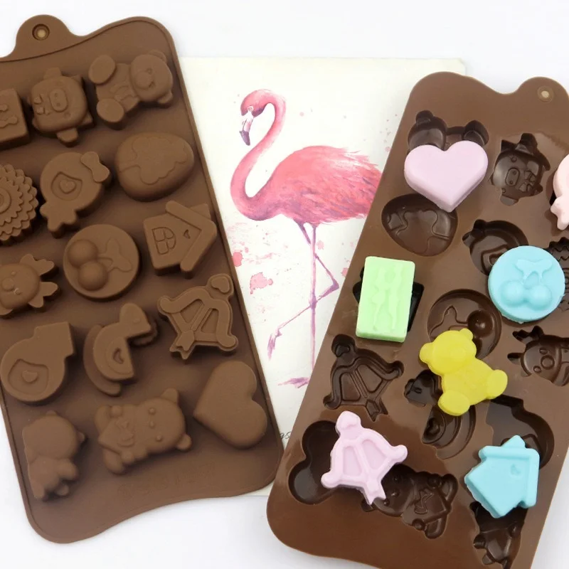 

Cartoon Silicone Chocolate Mold Animal Lion Bear Shape Candy Ice Cubes Children's Food Supplement Party Baking Tools