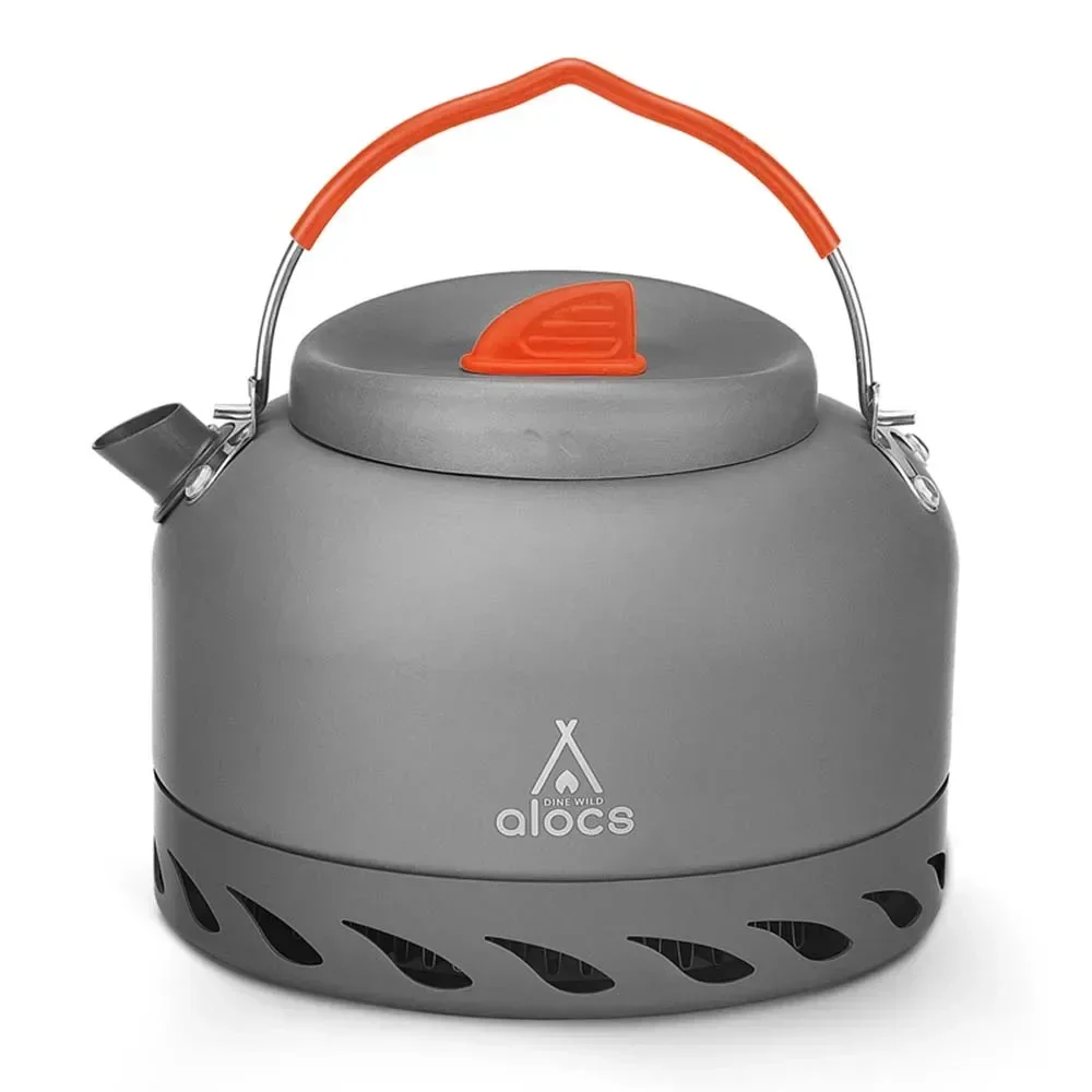 Alcos 0.8L/1.4L Ultra Lightweight Outdoor Camping Aluminum Alloy Portable Quick-heat Water Kettle Tea Pot for Cooking