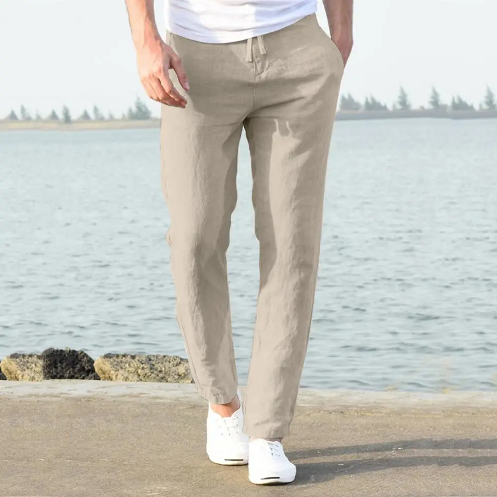 Men Pants Comfy Track Pants Quick Drying Side Pockets  Stylish Solid Color Side Pockets Men Pants