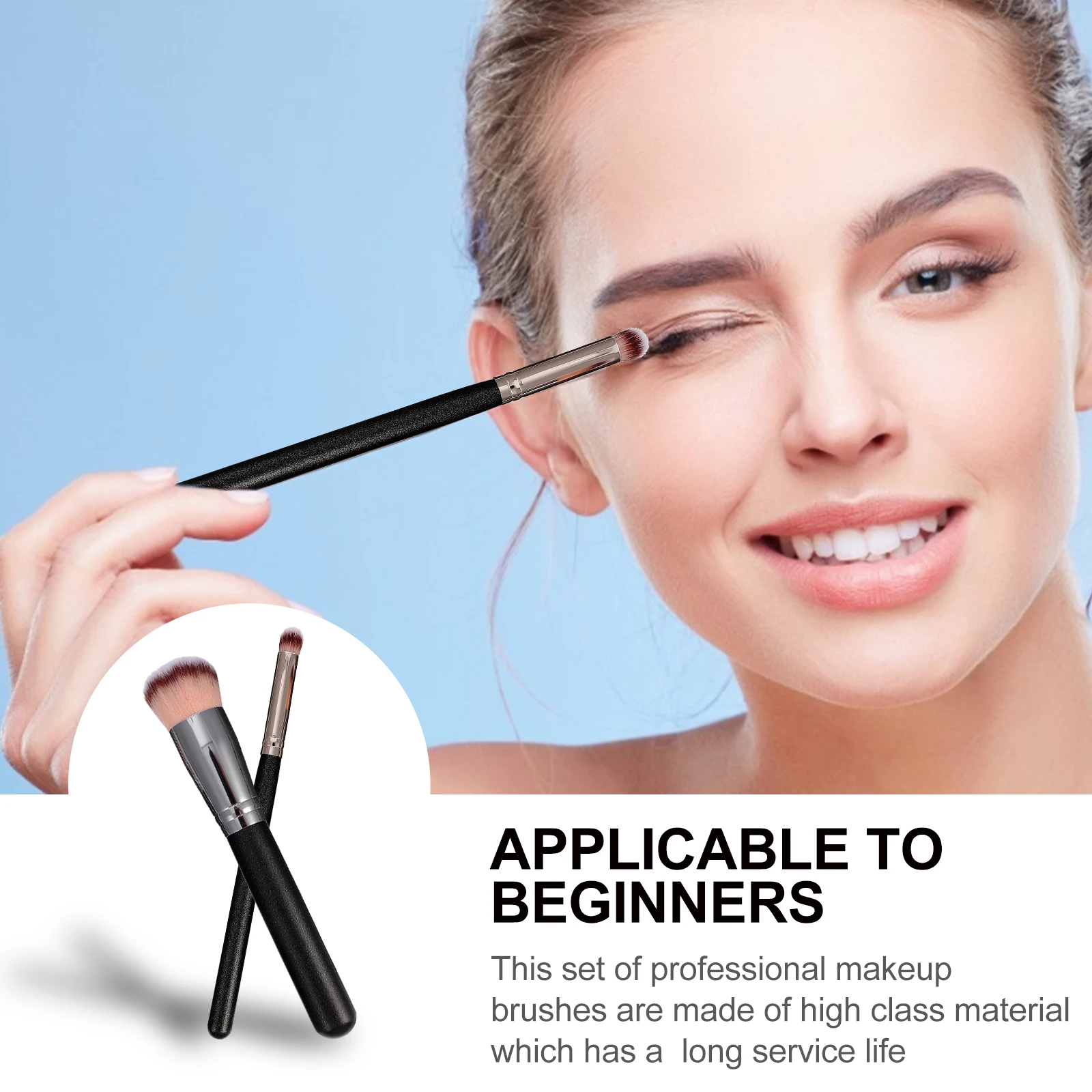 

2Pcs Self Tanning Brush Set Professional Face Makeup Kit Soft Synthetic Tool for Sunless Tanning Foundation Concealer