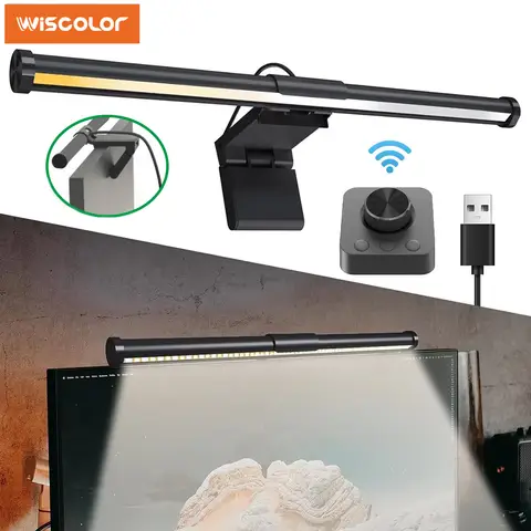 Wiscolor Barra luminosa per Monitor per Computer a LED con telecomando lampada da tavolo per la cura degli occhi barra luminosa con schermo dimmerabile senza abbagliamento Home Office Gaming