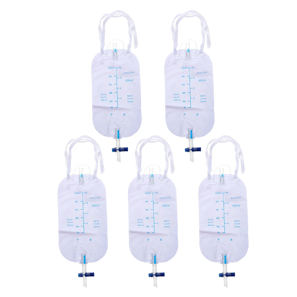 

5pcs Leg-Mounted Urine Bag Leakproof Disposable Urinary Bags Clear Scale Outdoor Use Long Drainage Catheter Pouch Post-Surgery