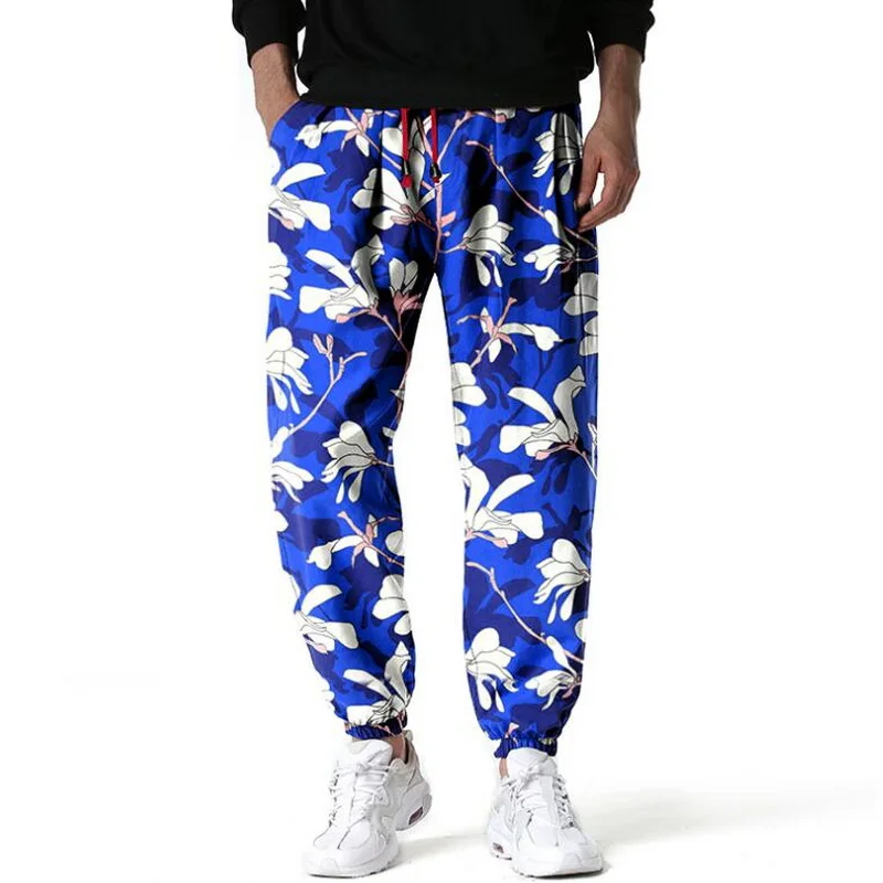 Men\'s Loose  Boho Yoga Harem Pants Hawaiian Graphic Print Drop Crotch Jogger Pants Multi-color