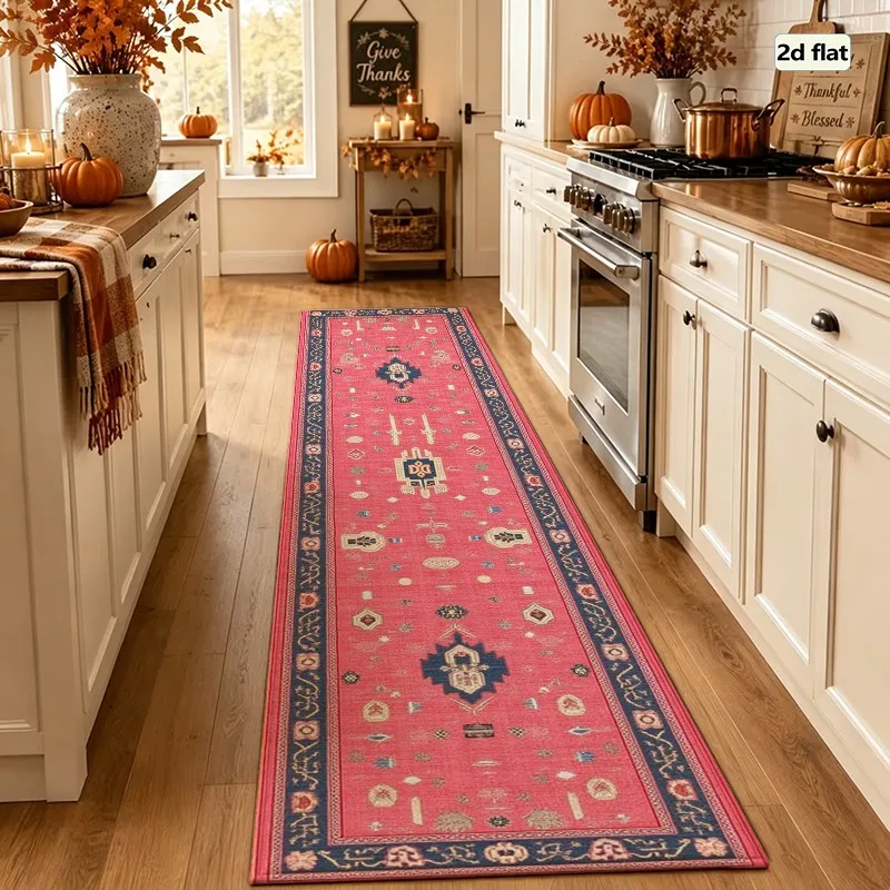 1 Piece Traditional Oriental Narrow Runner Rug, Soft Comfortable, All Season Use, Lightweight Easy Care, Home Decor For Living Room, Hallway, Bedroom, Autumn Winter