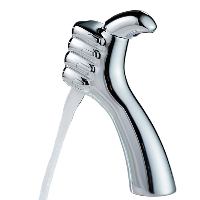 Hot And Cold Faucet Mirror Bright Silver Super Thumb Becola High-end Home All Copper Bathroom Hotel Bathroom Face Creative Basin