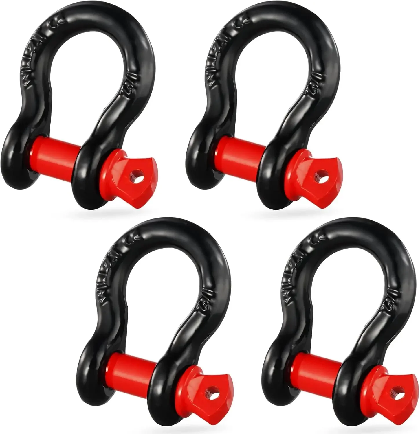 

1/2" D-Ring Shackle 4 Pack Alloy Steel 17637 lbs Break Strength with 5/8" Screw Pin Heavy Duty Off Road Vehicle Recovery Towing