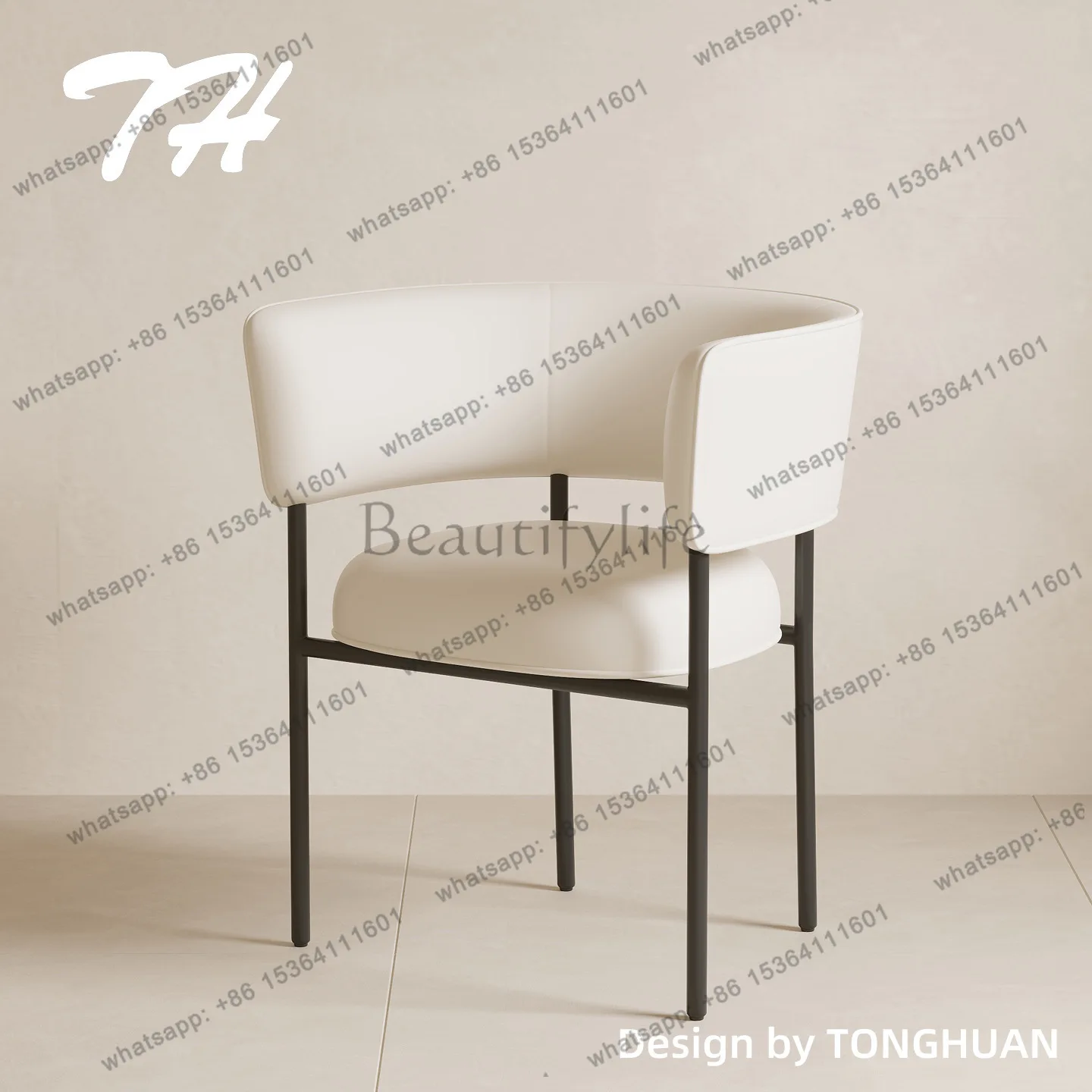 LS Light Luxury High Edition High Bar Dining Chair Cream-Style Modern Minimalist Designer Dressing Chair