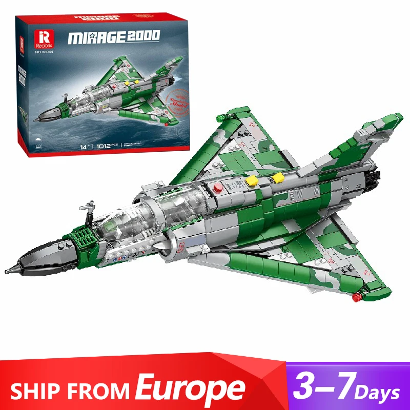 1012PCS MOC Military Mirage 2000 Kampfjet Bausteine Technik Flugzeug Serie Modell Desktop Dekoration Pädagogisches Spielzeug Geschenk