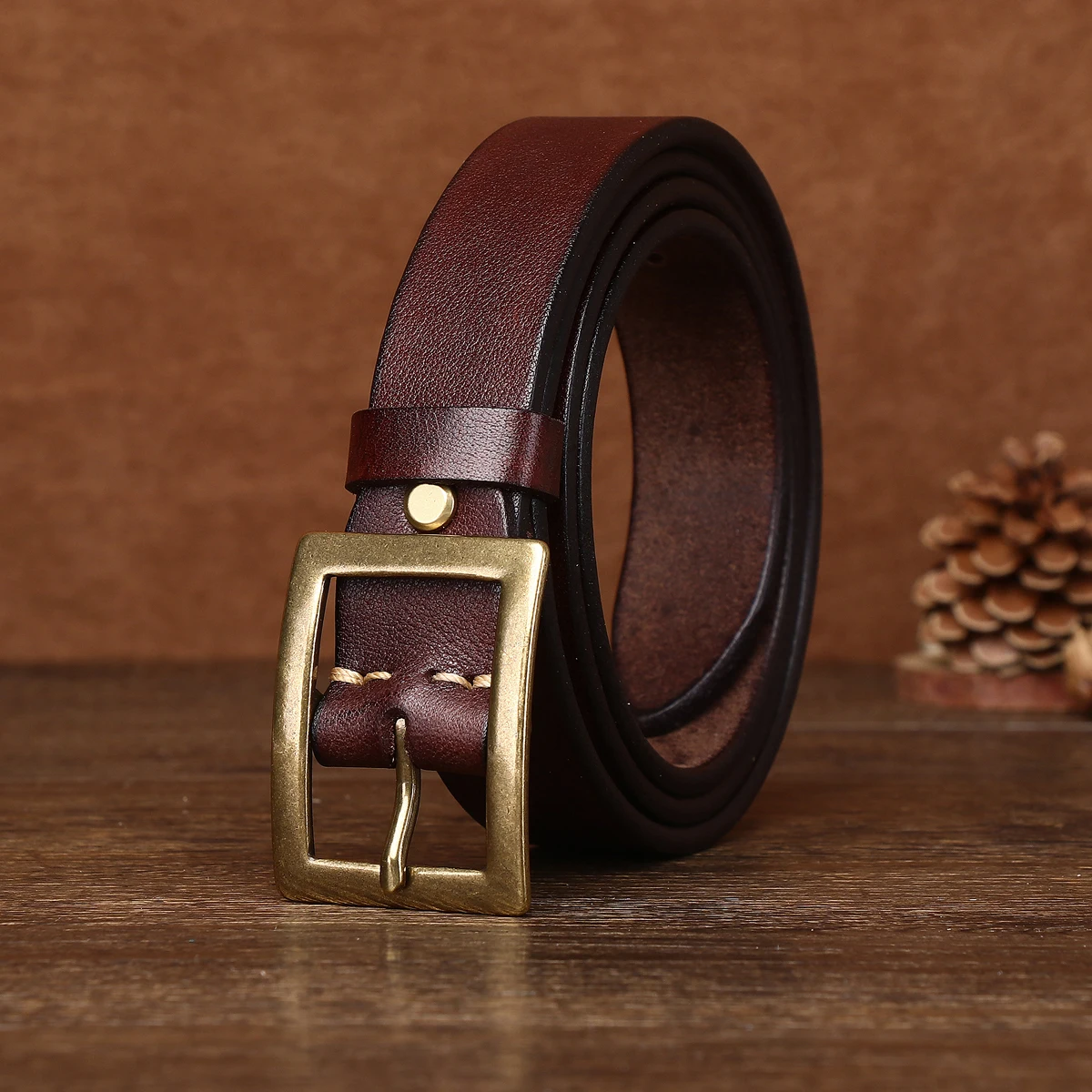 Women's vintage first layer cowhide leather belt leather buckle needle buckle handmade fashion jeans casual belt