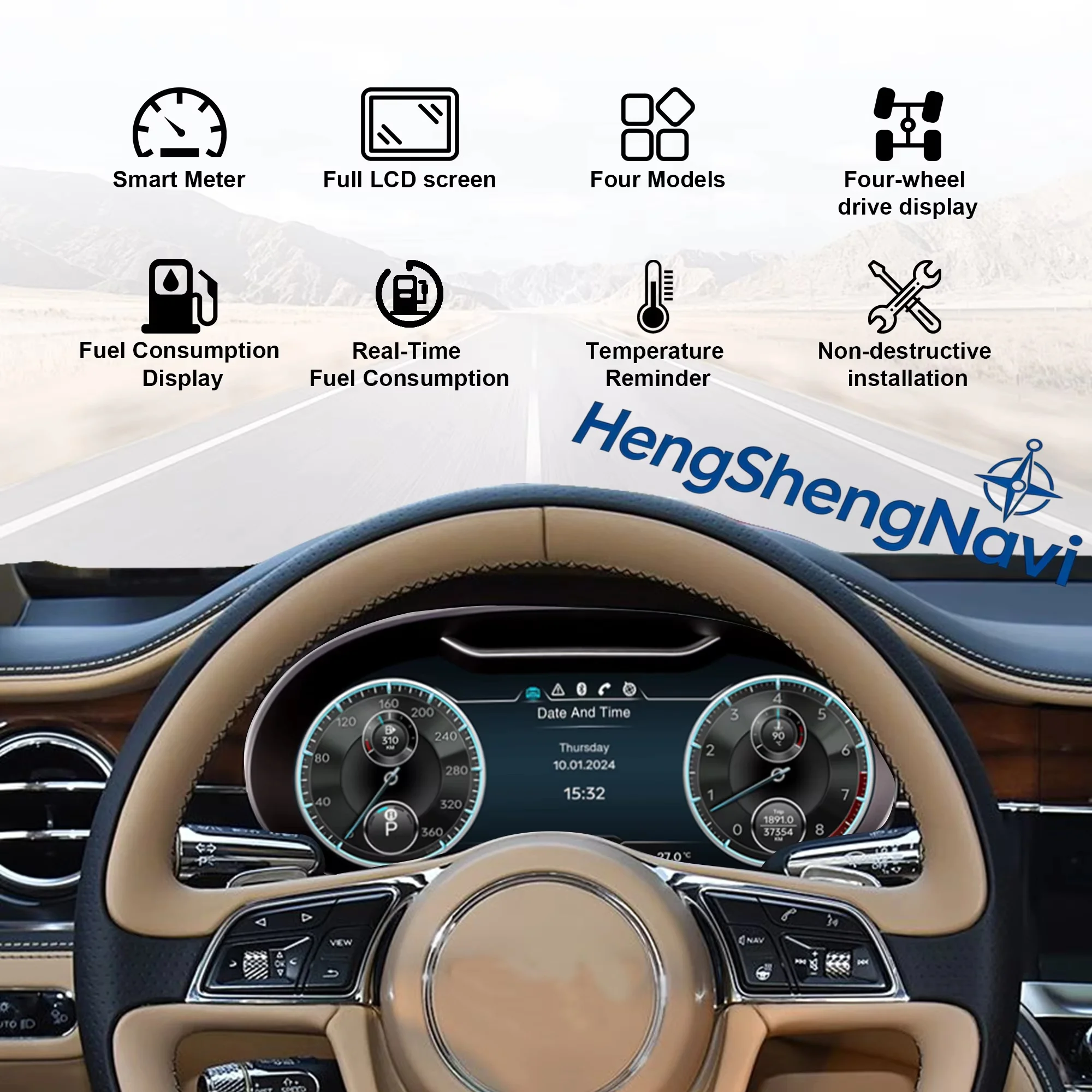 

12.3'' Цифровая приборная панель Full LCD для Bentley Flying Spur Continental GT 2012-2017 с поддержкой CarPlay, спидометр, панель приборов, датчики.