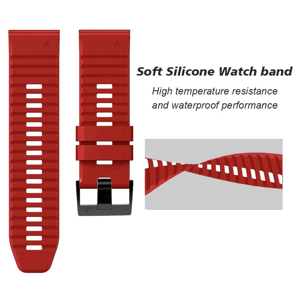 Ремешок силиконовый для наручных часов Garmin Fenix 7X 7 6X 6 Pro 5 5X Epix 2