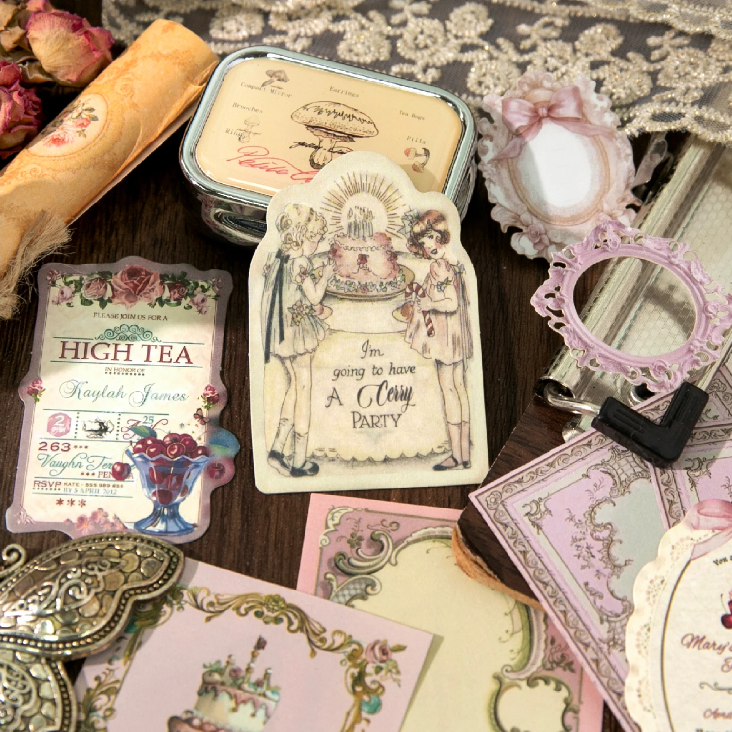 100 Blatt Retro Europäisches Dekoratives Collage-Aufkleber-Set Kreatives Ästhetisches Journal DIY Scrapbooking Zubehör